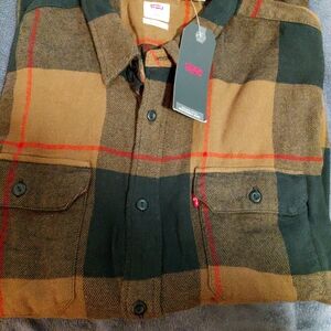 Levi's Men's Plaid Button-Down Shirt - Tan, Black, Red